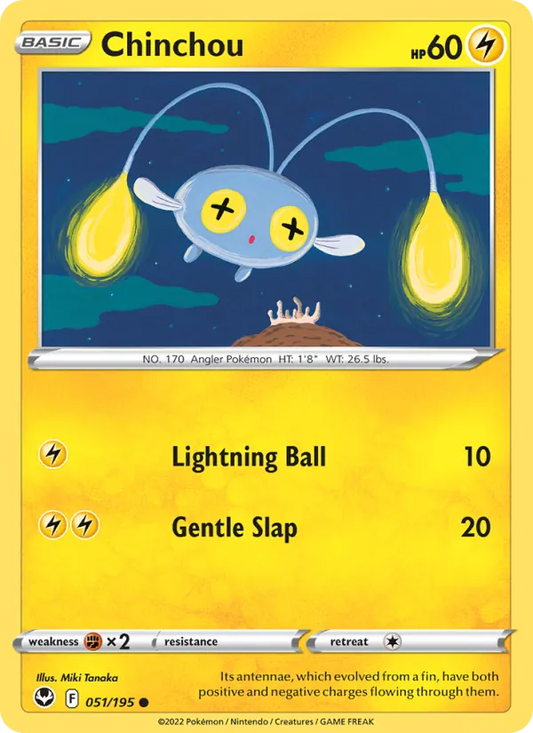 Chinchou 051/195  - Reverse Holofoil SWSH12 Silver Tempest - Common