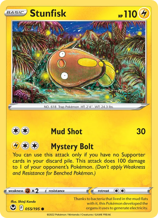 Stunfisk 055/195  - Reverse Holofoil SWSH12 Silver Tempest - Common