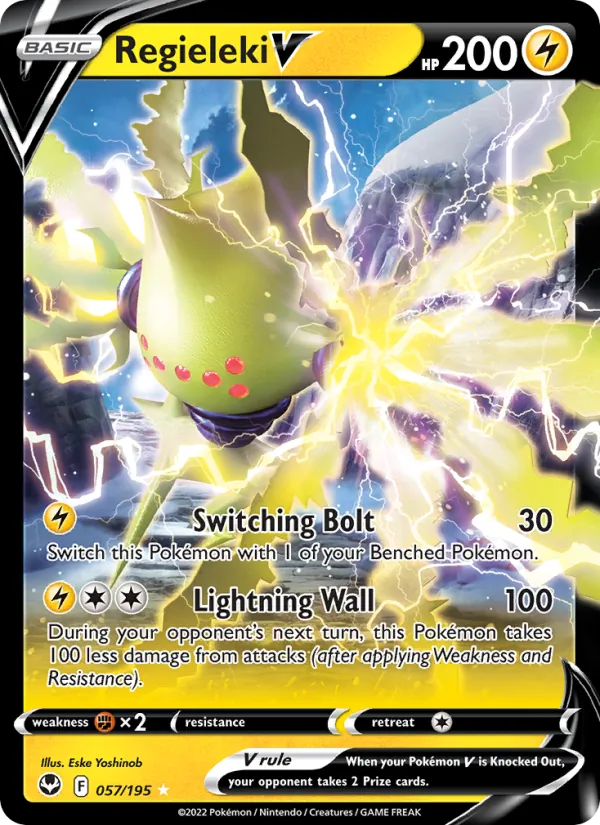 Regieleki V 057/195  - Holofoil SWSH12 Silver Tempest - Holo Rare V