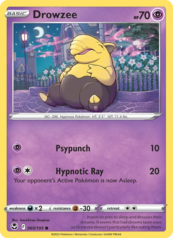 Drowzee 060/195  - Reverse Holofoil SWSH12 Silver Tempest - Common