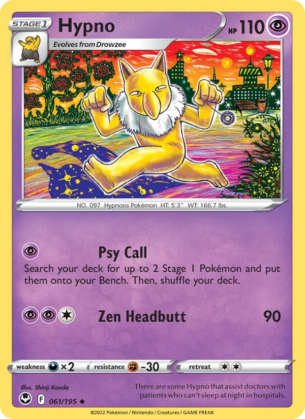 Hypno 061/195  - Reverse Holofoil SWSH12 Silver Tempest - Uncommon