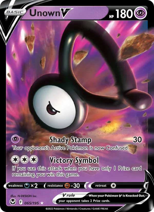 Unown V 065/195  - Holofoil SWSH12 Silver Tempest - Holo Rare V