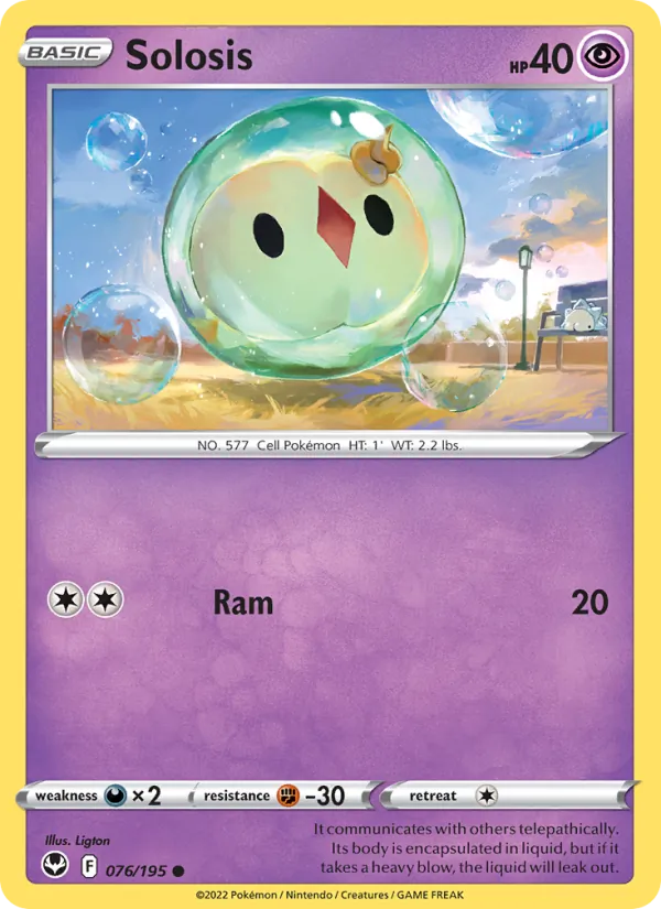 Solosis 076/195  - Reverse Holofoil SWSH12 Silver Tempest - Common