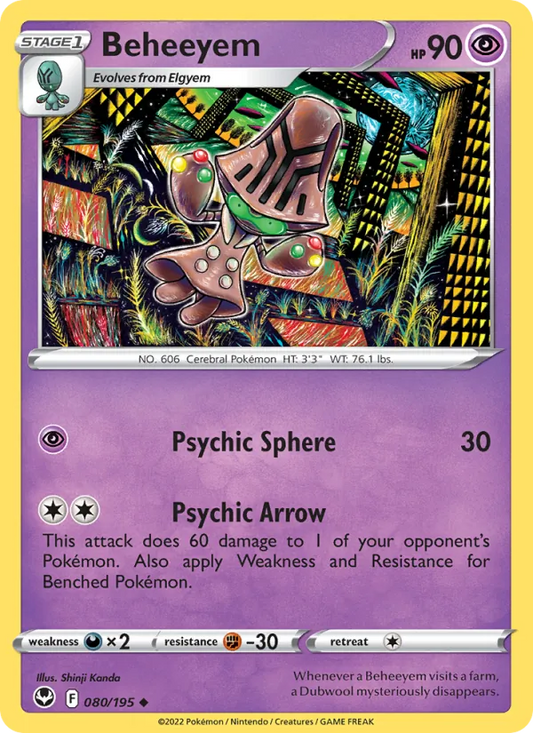 Beheeyem 080/195  - Reverse Holofoil SWSH12 Silver Tempest - Uncommon