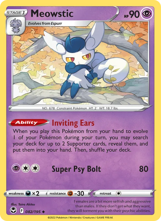 Meowstic 082/195  - Reverse Holofoil SWSH12 Silver Tempest - Uncommon