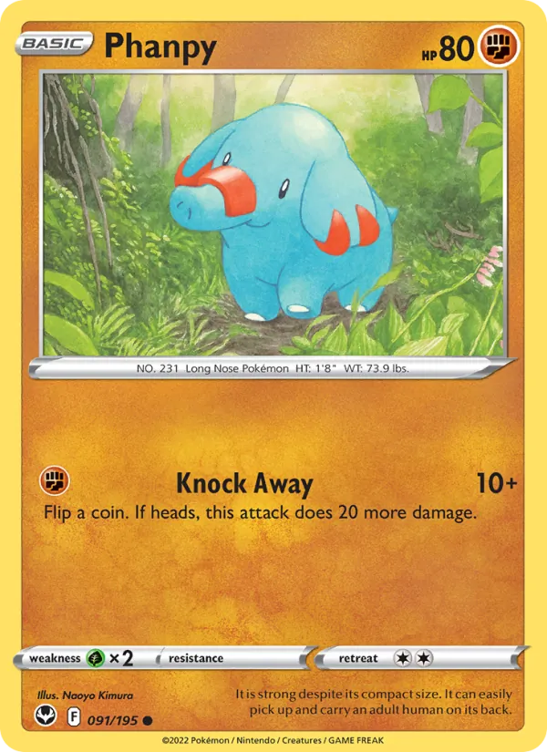 Phanpy 091/195  - Reverse Holofoil SWSH12 Silver Tempest - Common