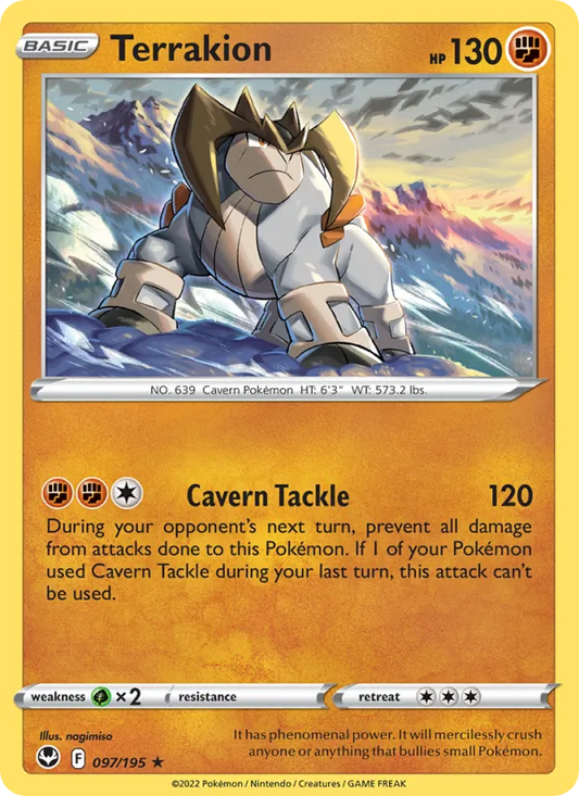 Terrakion 097/195  - Holofoil SWSH12 Silver Tempest - Holo Rare