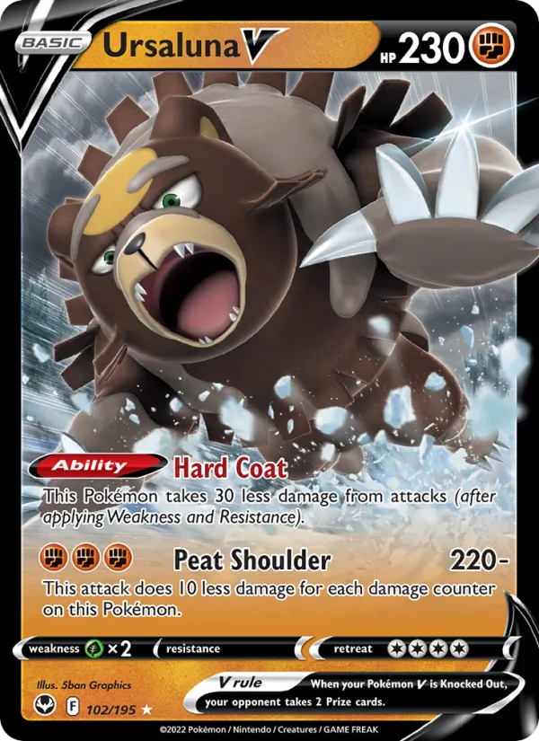 Ursaluna V 102/195  - Holofoil SWSH12 Silver Tempest - Holo Rare V