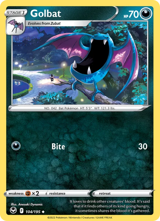 Golbat 104/195  - Reverse Holofoil SWSH12 Silver Tempest - Uncommon