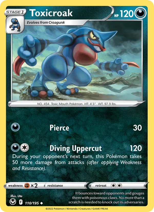 Toxicroak 110/195  - Reverse Holofoil SWSH12 Silver Tempest - Uncommon