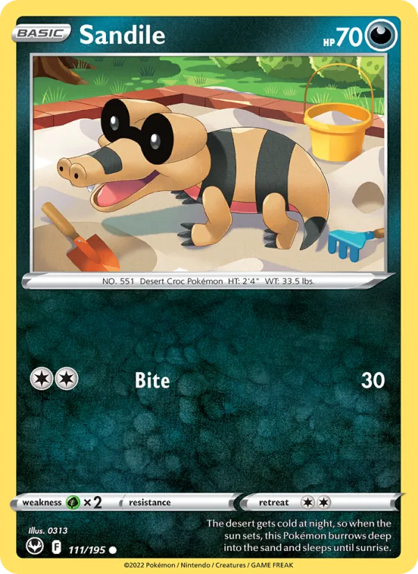 Sandile 111/195  - Reverse Holofoil SWSH12 Silver Tempest - Common