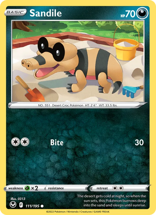 Sandile 111/195  - Reverse Holofoil SWSH12 Silver Tempest - Common