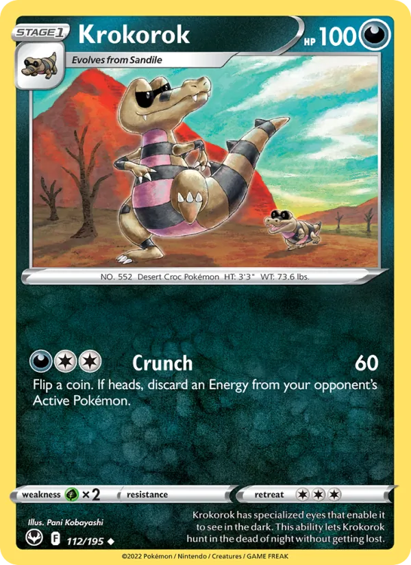 Krokorok 112/195  - Reverse Holofoil SWSH12 Silver Tempest - Uncommon