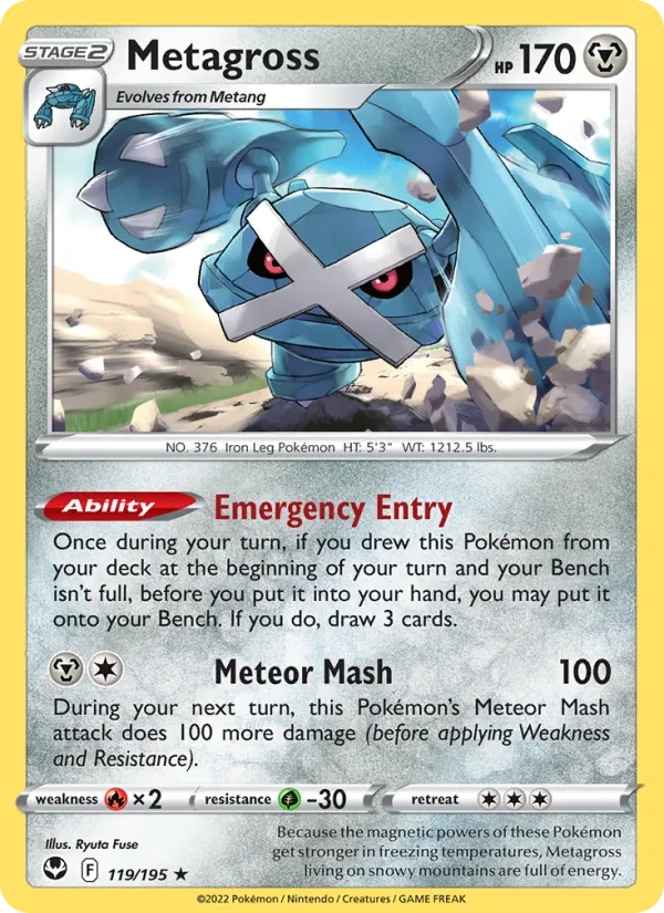 Metagross 119/195  - Reverse Holofoil SWSH12 Silver Tempest - Holo Rare