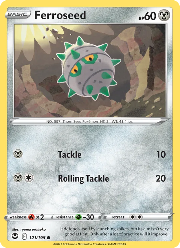 Ferroseed 121/195  - Reverse Holofoil SWSH12 Silver Tempest - Common