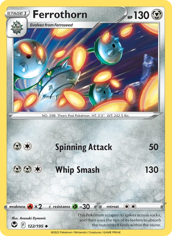 Ferrothorn 122/195  - Reverse Holofoil SWSH12 Silver Tempest - Uncommon