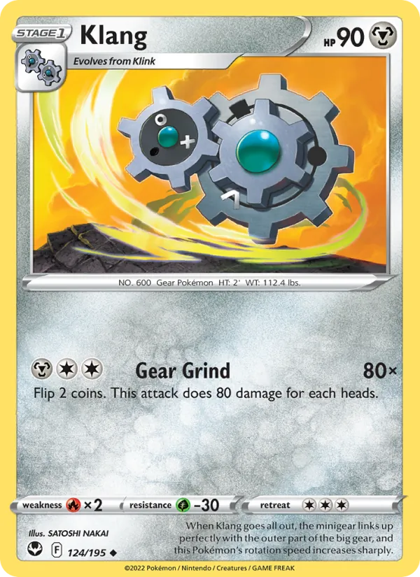 Klang 124/195  - Reverse Holofoil SWSH12 Silver Tempest - Uncommon