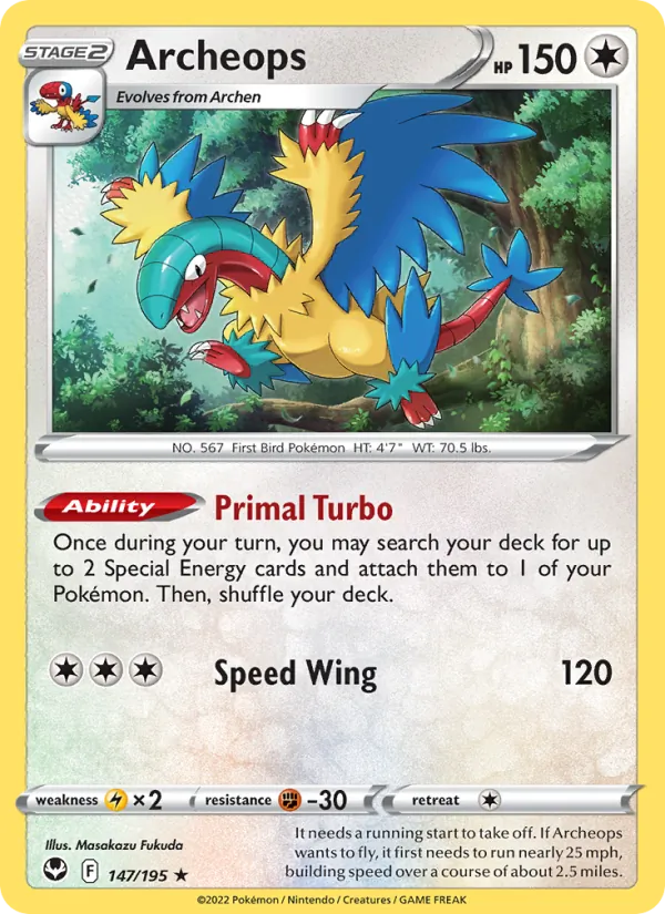 Archeops 147/195  - Reverse Holofoil SWSH12 Silver Tempest - Holo Rare