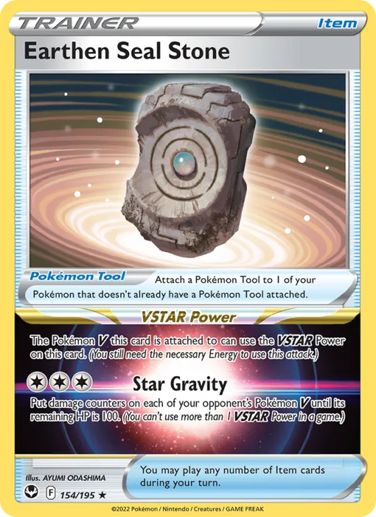 Earthen Seal Stone 154/195  - Holofoil SWSH12 Silver Tempest - Holo Rare