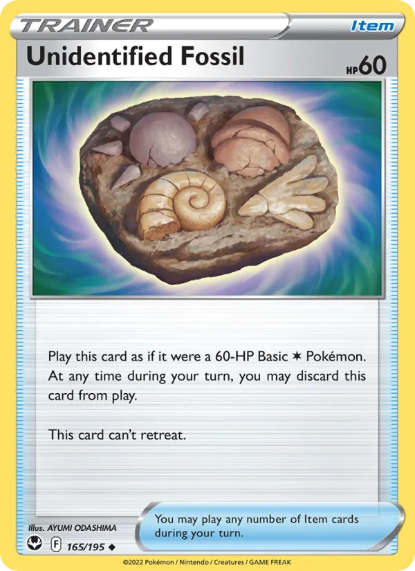 Unidentified Fossil 165/195  - Reverse Holofoil SWSH12 Silver Tempest - Uncommon
