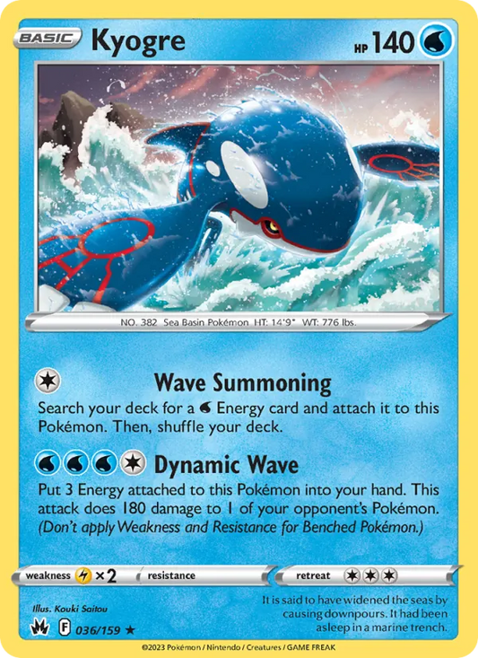 Kyogre 036/159  - Holofoil Crown Zenith - Holo Rare