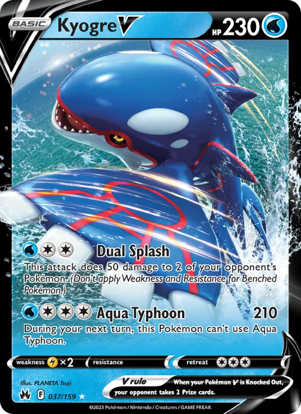 Kyogre V 037/159  - Holofoil Crown Zenith - Holo Rare V