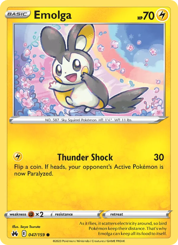 Emolga 047/159  - Reverse Holofoil Crown Zenith - Common