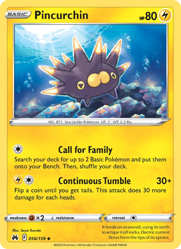 Pincurchin 056/159  - Reverse Holofoil Crown Zenith - Uncommon