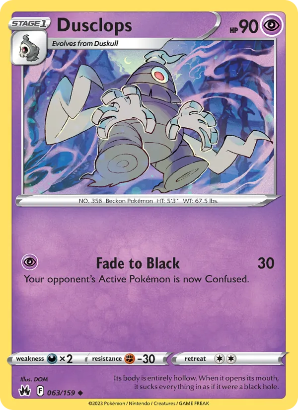 Dusclops 063/159  - Reverse Holofoil Crown Zenith - Uncommon