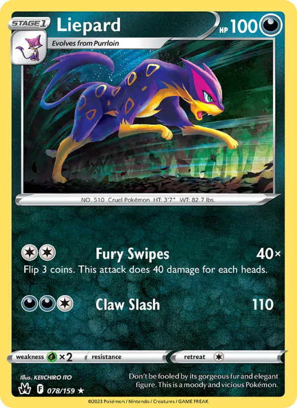 Liepard 078/159  - Reverse Holofoil Crown Zenith - Rare