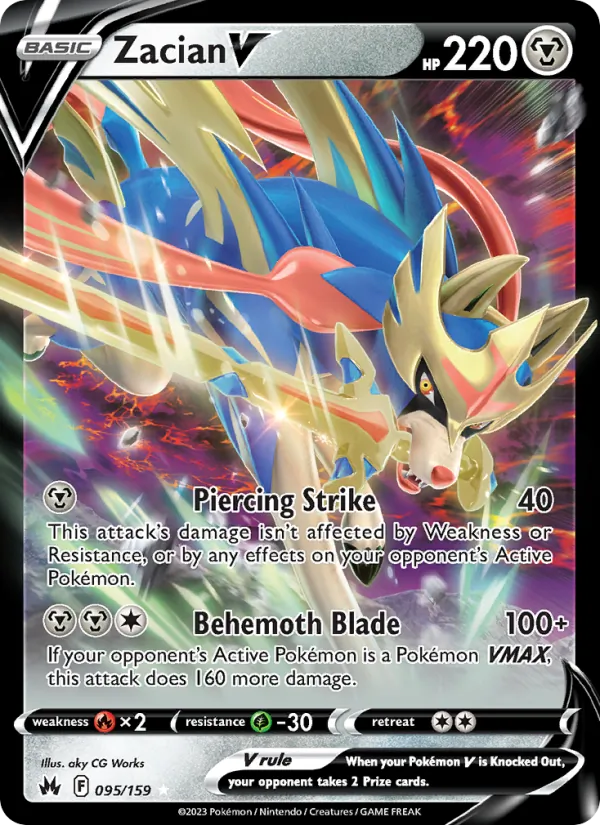 Zacian V 095/159  - Holofoil Crown Zenith - Holo Rare V