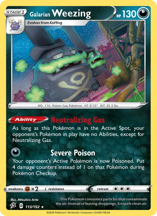 Galarian Weezing 113/192  - Holofoil SWSH02 Rebel Clash - Holo Rare