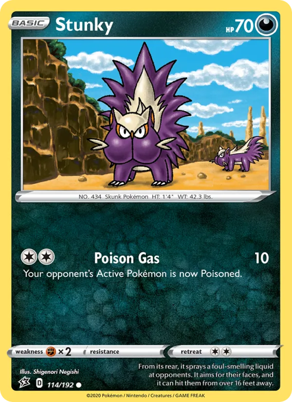 Stunky 114/192  - Reverse Holofoil SWSH02 Rebel Clash - Common