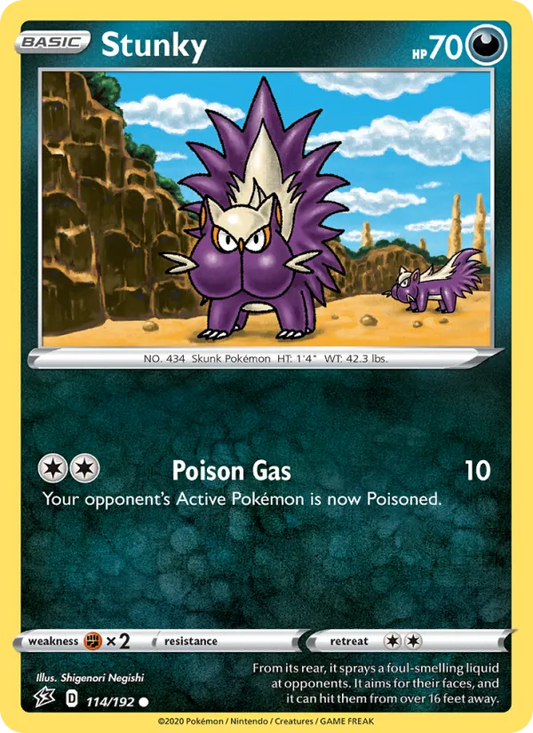 Stunky 114/192  - Reverse Holofoil SWSH02 Rebel Clash - Common