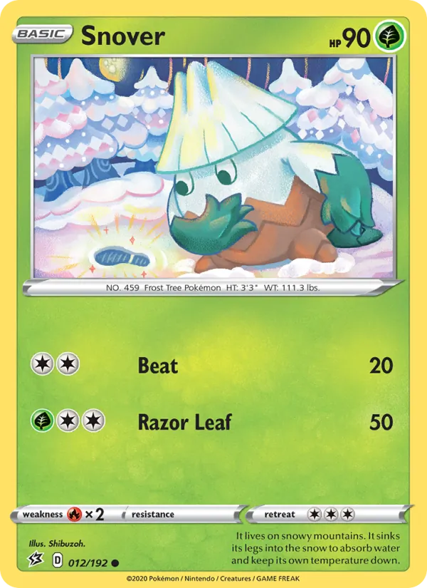 Snover 12/192  - Reverse Holofoil SWSH02 Rebel Clash - Common