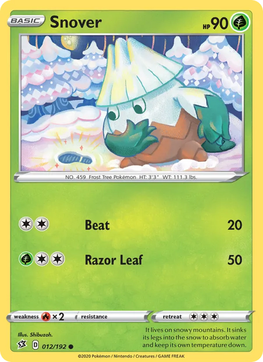Snover 12/192  - Reverse Holofoil SWSH02 Rebel Clash - Common