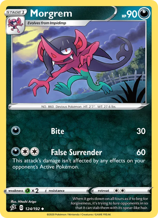 Morgrem 124/192  - Reverse Holofoil SWSH02 Rebel Clash - Uncommon