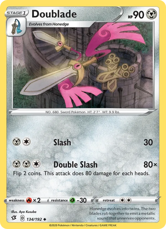 Doublade 134/192  - Reverse Holofoil SWSH02 Rebel Clash - Uncommon