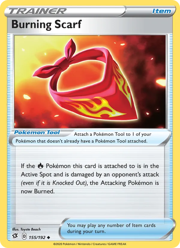 Burning Scarf 155/192  - Reverse Holofoil SWSH02 Rebel Clash - Uncommon