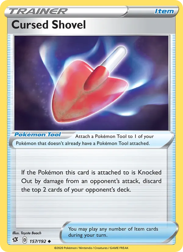 Cursed Shovel 157/192  - Reverse Holofoil SWSH02 Rebel Clash - Uncommon