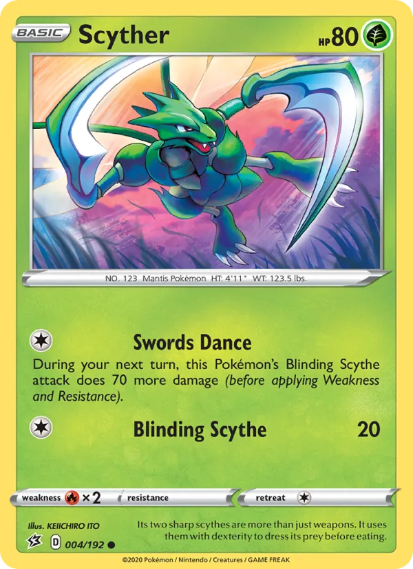 Scyther 4/192  - Reverse Holofoil SWSH02 Rebel Clash - Common