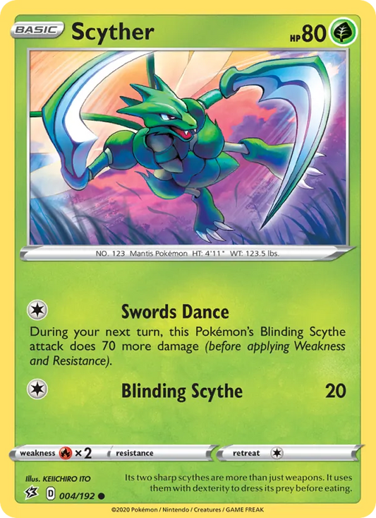 Scyther 4/192  - Reverse Holofoil SWSH02 Rebel Clash - Common