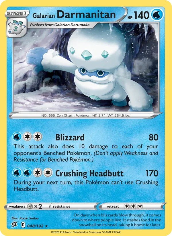 Galarian Darmanitan 48/192  - Reverse Holofoil SWSH02 Rebel Clash - Rare