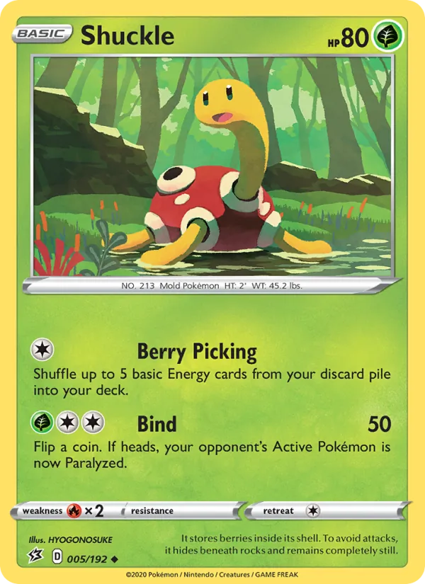 Shuckle 5/192  - Reverse Holofoil SWSH02 Rebel Clash - Uncommon