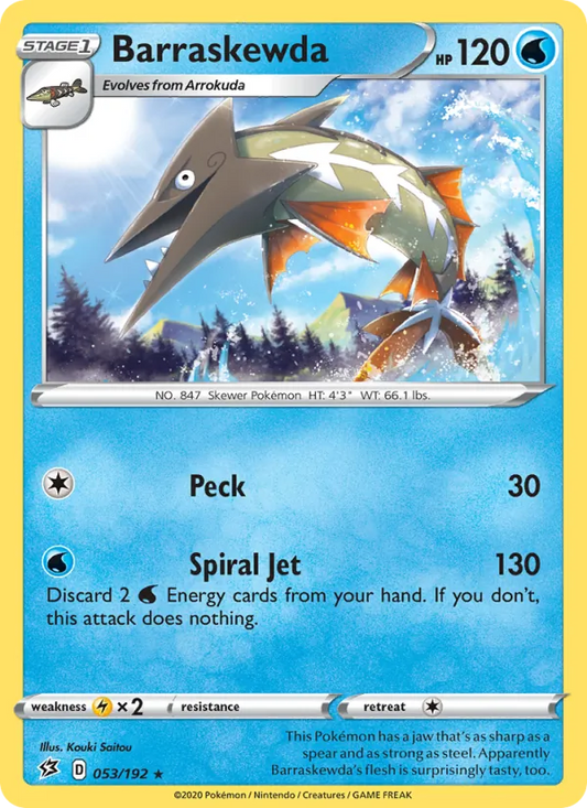 Barraskewda 53/192  - Reverse Holofoil SWSH02 Rebel Clash - Rare
