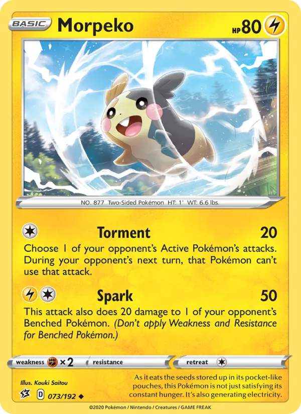 Morpeko 73/192  - Reverse Holofoil SWSH02 Rebel Clash - Uncommon