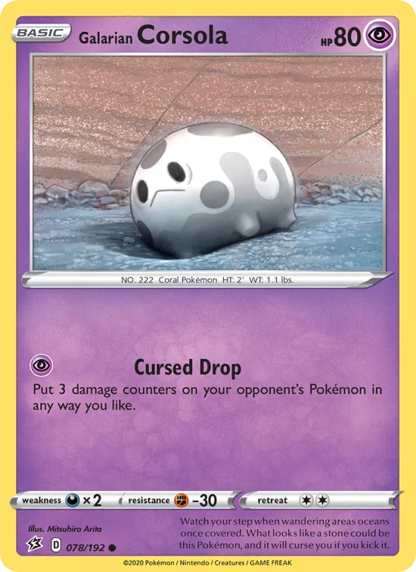 Galarian Corsola 78/192  - Reverse Holofoil SWSH02 Rebel Clash - Common
