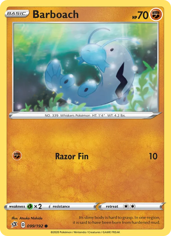 Barboach 99/192  - Reverse Holofoil SWSH02 Rebel Clash - Common
