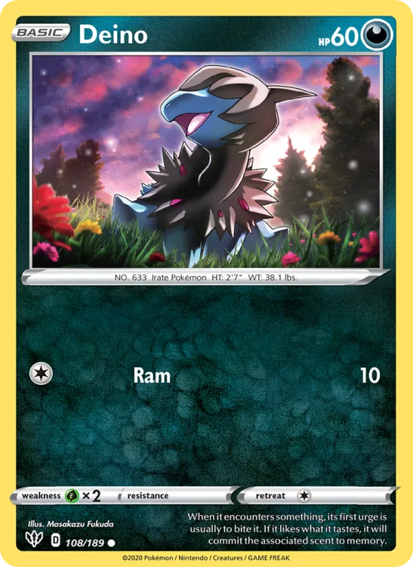 Deino 108/189  - Reverse Holofoil SWSH03 Darkness Ablaze - Common