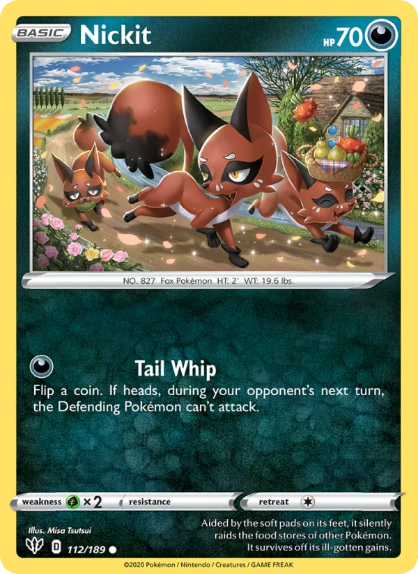 Nickit 112/189  - Reverse Holofoil SWSH03 Darkness Ablaze - Common